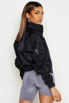 Thumbnail for your product : boohoo Buckle Detail Funnel Neck Windbreaker