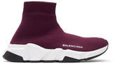 Balenciaga Burgundy Speed High-Top Sneakers
