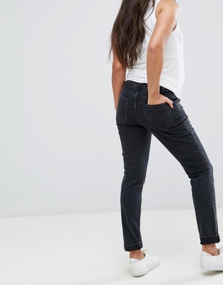 ASOS Maternity Farleigh Slim Mom Jean in Washed Black With Under The Bump Waistband