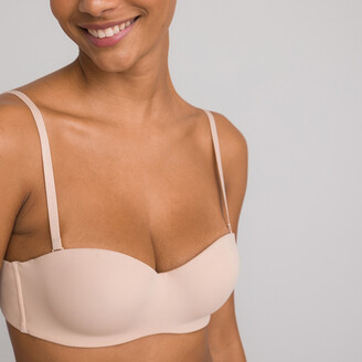 FEOYA Women's Seamless Underwire Bandeau Minimizer Strapless Bra for Large  Bust Beige M at  Women's Clothing store