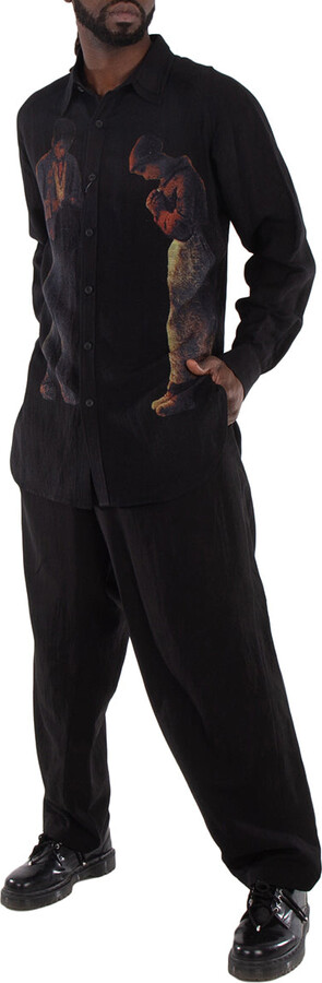 Yohji Yamamoto Art-Print Panelled Shirt Brand Size 2 (Medium)