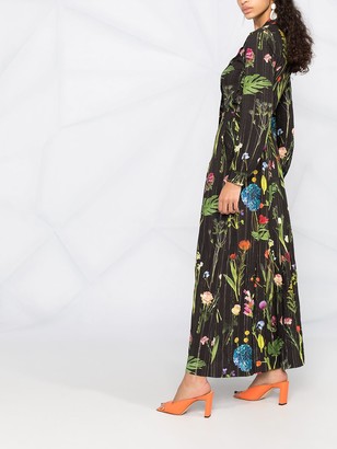 Boutique Moschino Photographic-Floral Pussy-Bow Maxi Dress