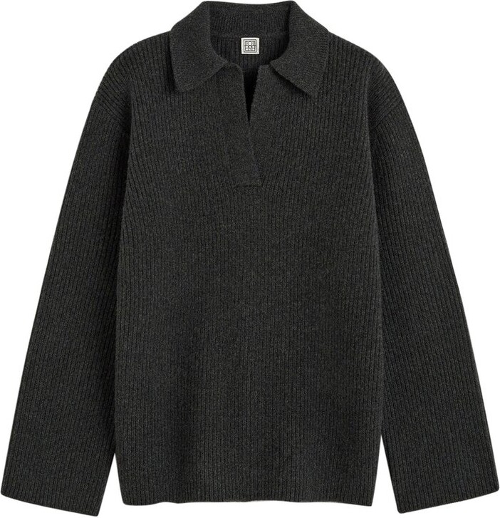 Totême V-Neck Ribbed Knit Sweater