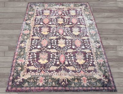 Bungalow Rose Floral Handmade Flatweave Purple/Beige/Green Area Rug