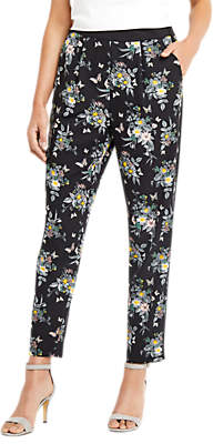 Oasis Marie Printed Soft Trousers, Black