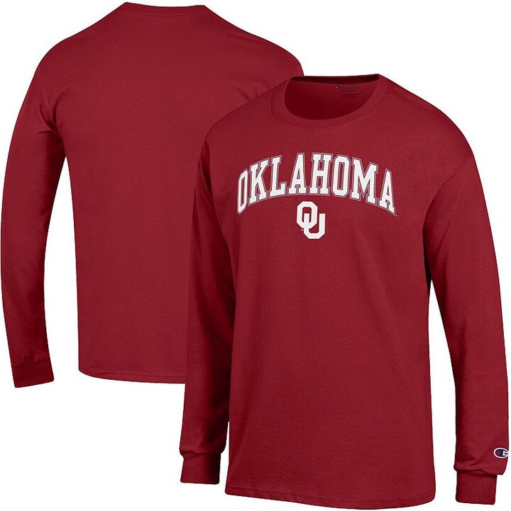 Men's Champion Crimson Oklahoma Sooners Arch Over Logo Long Sleeve T-Shirt