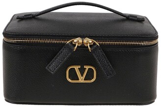 Valentino VLogo Plaque Pebbled Make-Up Bag - ShopStyle