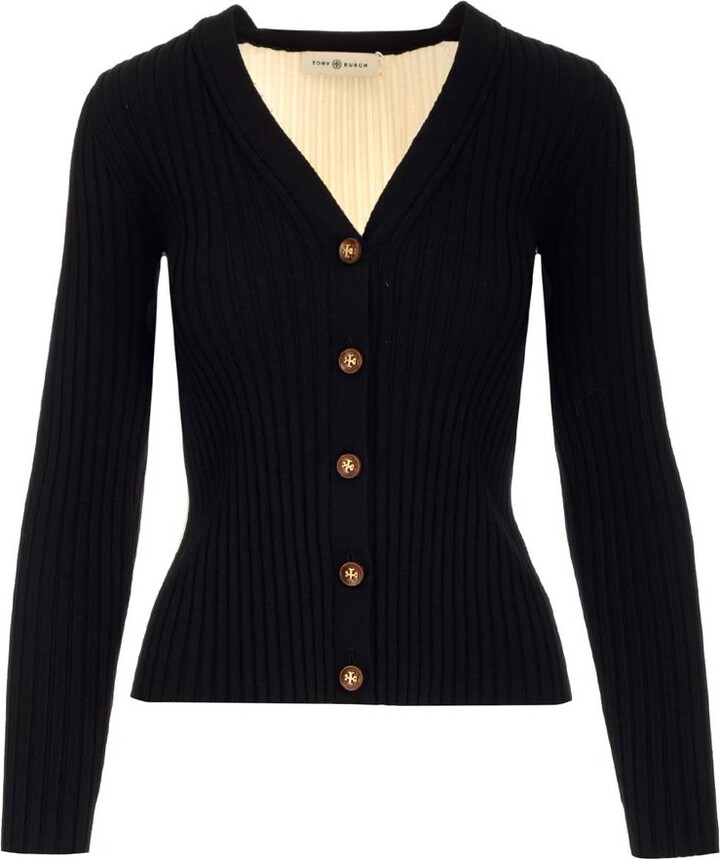 Tory Burch Color Block Ribbed Cardigan - ShopStyle