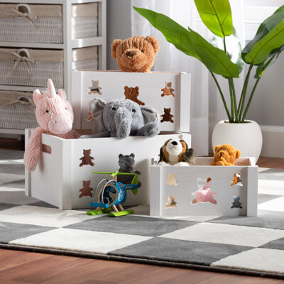 Red Barrel Studio Modern And Contemporary White Finished Wood 3-Piece Storage Crate Set
