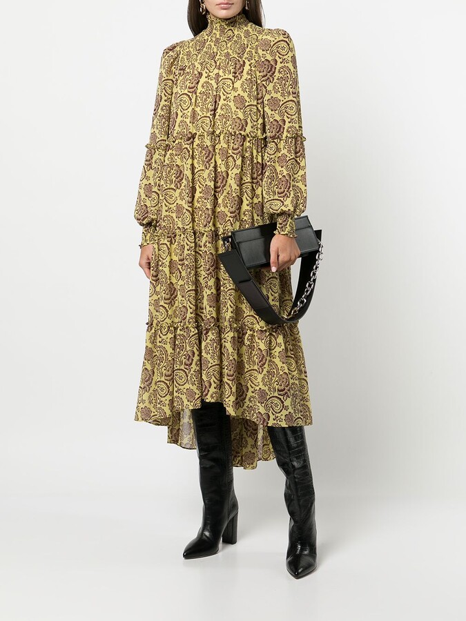 long sleeve paisley dress