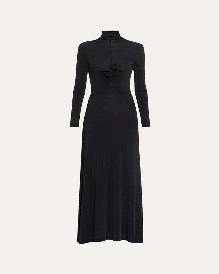 Ulla Johnson Koa Ruched Jersey Turtleneck Maxi Dress