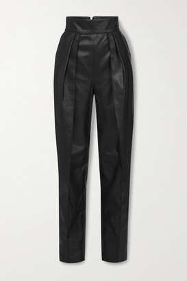 Maticevski Social Pleated Leather Straight-leg Pants - Black