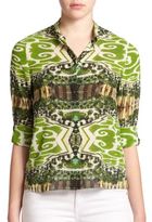 Thumbnail for your product : Alice + Olivia Eloise Printed Stretch-Silk Button-Down Shirt