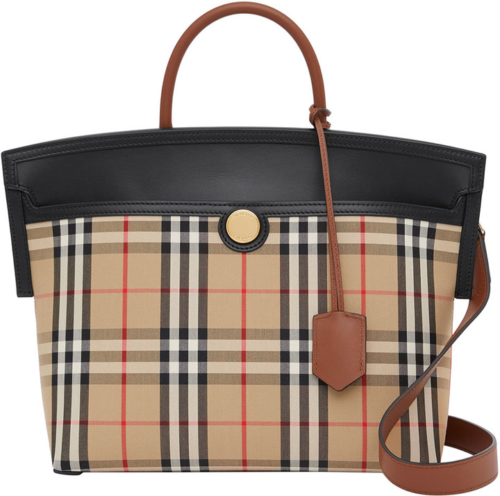 micro leather and vintage check cube bag
