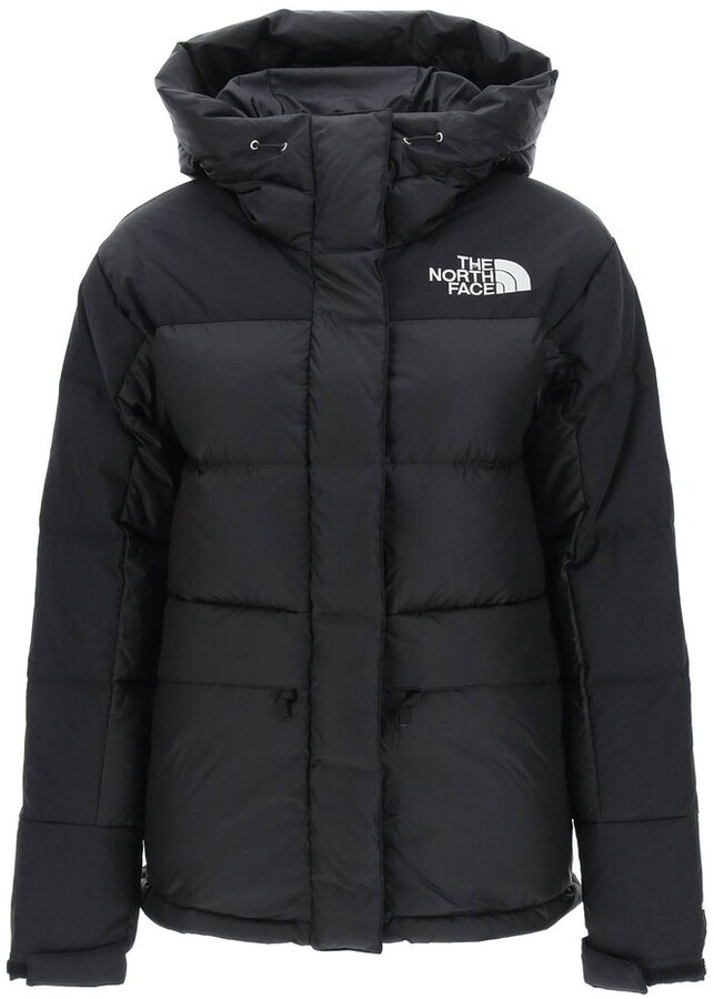 north face white and black puffer jacket