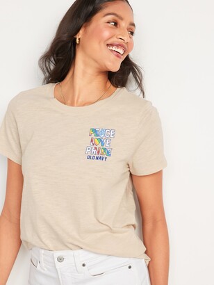 Old Navy Slub-Knit Logo Graphic T-Shirt for Women - ShopStyle