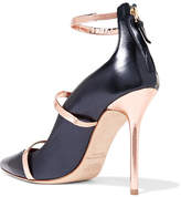Thumbnail for your product : Malone Souliers Robyn 100 Metallic Leather Pumps - Navy