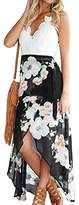 Thumbnail for your product : FANCYINN Women Lace Patchwork Floral Print Chiffon Summer Beach Irregular Maxi Dress with Belt