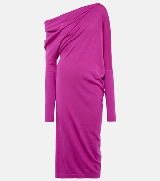 Tom Ford One-shoulder cashmere and silk midi dress