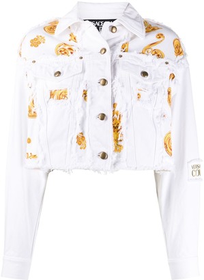baroque print denim shirt