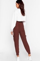 Thumbnail for your product : Nasty Gal Womens Mornin' Stretch High-Waisted Ribbed Joggers - Brown - 10