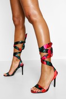Thumbnail for your product : boohoo Floral Print Wrap Up Stiletto Heel Two Parts