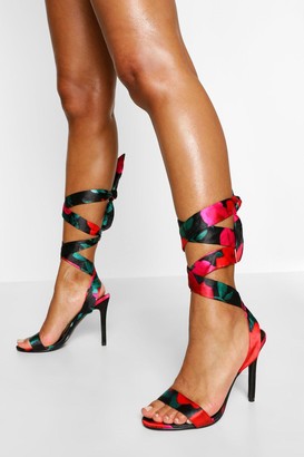 boohoo Floral Print Wrap Up Stiletto Heel Two Parts