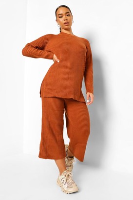boohoo Premium Knitted Rib Turtle Neck Set