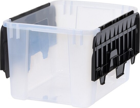 IRIS USA 2 Pack 60qt Plastic Clear Ornament Storage Box with Hinged Lid and  Dividers, Clear/Red