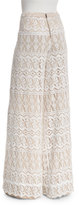 Thumbnail for your product : Alice + Olivia Athena Lace Super-Flared Pants, Cream