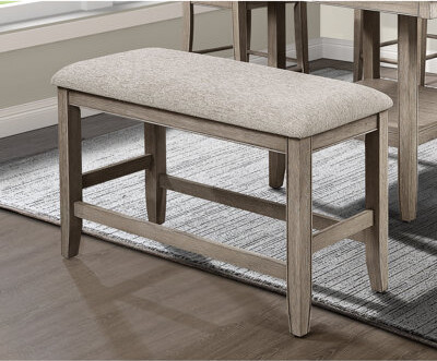Red Barrel Studio Contemporary Upholstered Bench In Beige Gray With Footrest And Wooden Frame For Dining Tan/beige Gray Counter Height Linen Blend Upholstery Footrest