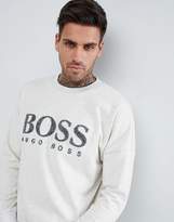 Thumbnail for your product : BOSS Flock Logo Crew Neck Sweat in Cream