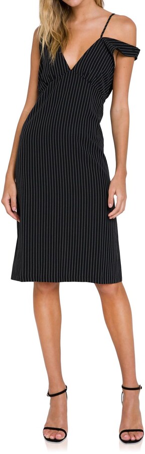 pinstripe midi dress