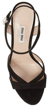Miu Miu Jeweled Heel Platform Sandal