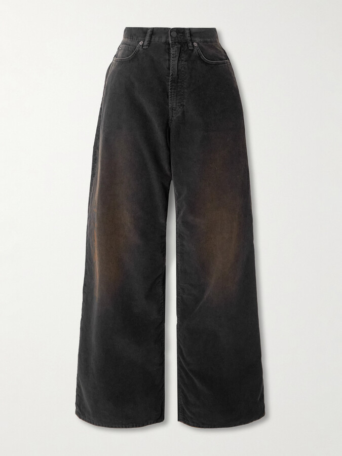 Acne Studios 1981 Organic Cotton-corduroy Wide-leg Pants - Black
