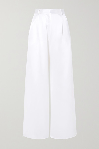 Michael Lo Sordo Belle Silk-satin Wide-leg Pants - White - ShopStyle