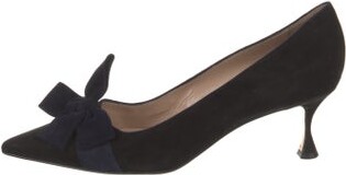Manolo Blahnik Suede Bow Accents Pumps