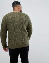 Thumbnail for your product : ASOS Design Plus Cable Knit Jumper In Khaki