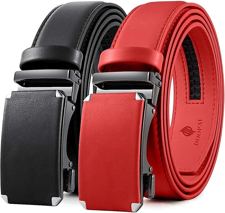 DOOPAI Leather Ratchet Belts for Men Automatic Belts Men Black With