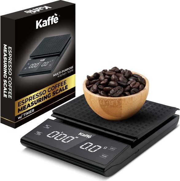 Kaffe KaffeEspressoScalewithTimer:BestCoffeeAccessories,Metal&Plastic,Black,LifetimeWarranty