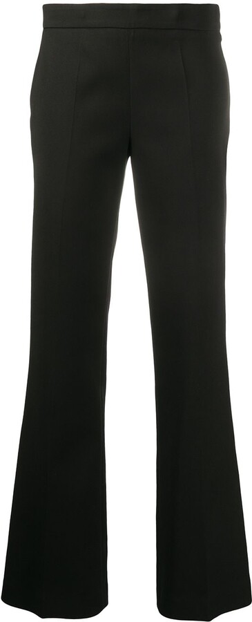 black tailored flared trousers