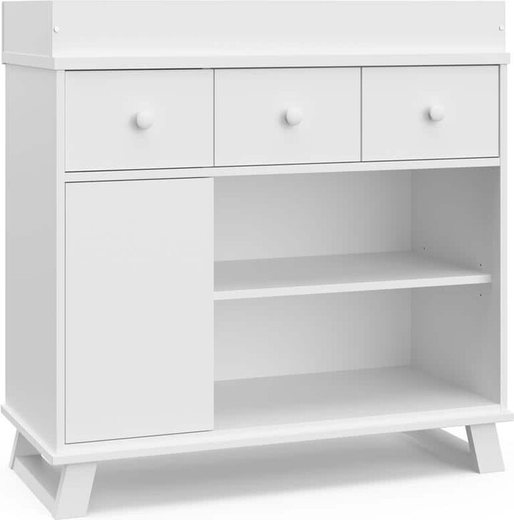Stork Craft Modern White Nursery Changing Table Kids Dresser (38.43 in. W x 17.60 in. D x 38.74 in. H)