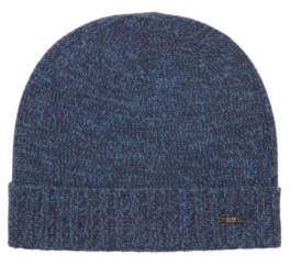 BOSS Hugo Beanie hat in mouline cashmere One Size Open Blue