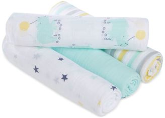 ADEN BY ADEN + ANAIS aden by aden + anais 4-Pk. Cotton Skating Hippo Swaddle Blankets, Baby Boys and Girls (0-24 months)