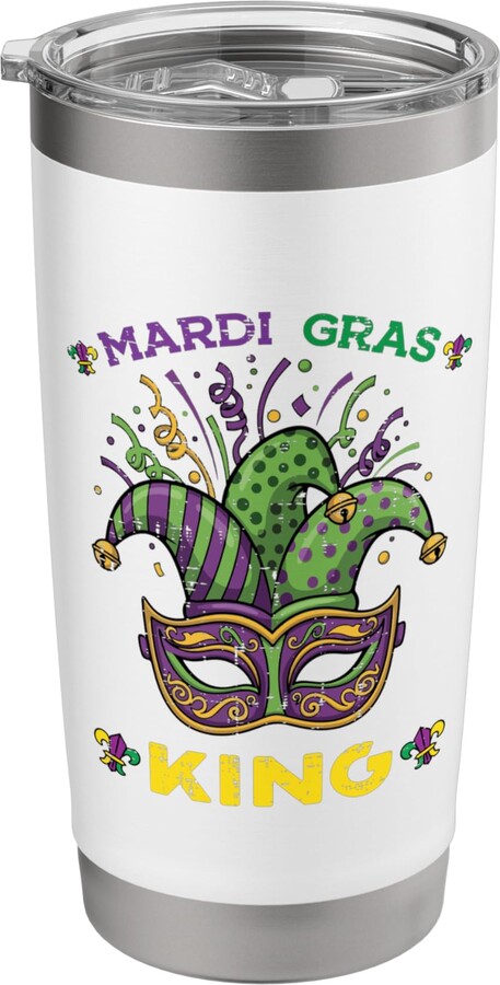 Mardi Gras Women Men Boys Girls Kids Gifts Mardi Gras King Jester Hat Mask Fat Tuesday Men Boys Kids Stainless Steel Insulated Tumbler