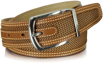 Moreschi St.Barth Tan Perforated Nubuck and Leather Belt