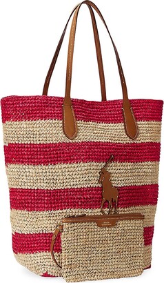 ■POLO RALPH LAUREN■ W Raffia Medium North South Tote Multi Polo Ralph Lauren North South Raffia Bag