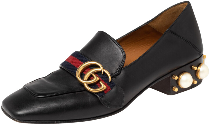 gucci mid heel loafers
