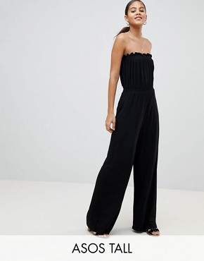 ASOS Tall DESIGN Tall Bandeau Jersey Jumpsuit With Wide Leg