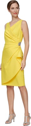 Alex Evenings Women's Slimming Short Ruched Dress with Ruffle (Petite and  Regular) - ShopStyle